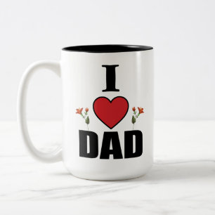 Jag älskar pappa hjärta och blommig tema present F Två-Tonad Mugg
