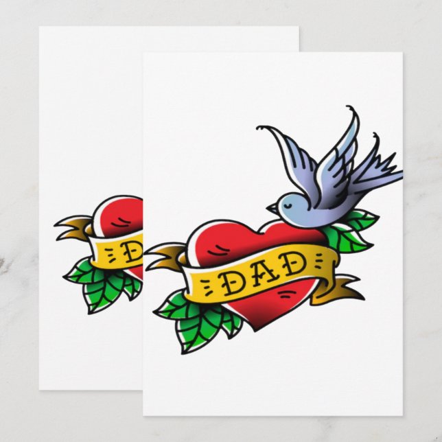 Jag älskar pappa tatuering perfekt fadersdagsprese julkort (Fram/baksida)