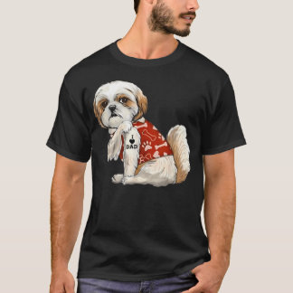Jag älskar pappa tatuering Shih Tzu Pappa rolig fa T Shirt