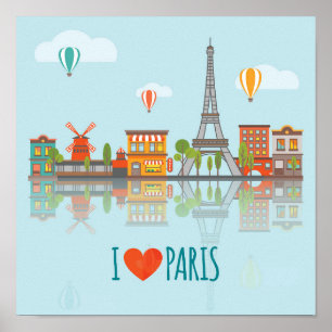 Jag älskar Paris Cityscapedesign Poster