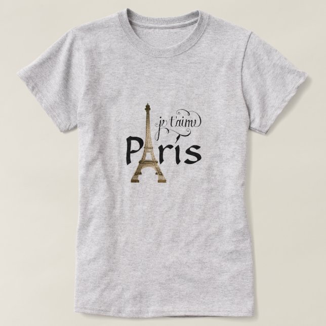Jag älskar PARIS, Eifell tornTSHIRT T Shirt (Design framsida)