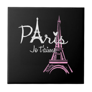 Jag älskar Paris Eiffeltornet Frankrike Fransk Sou Kakelplatta