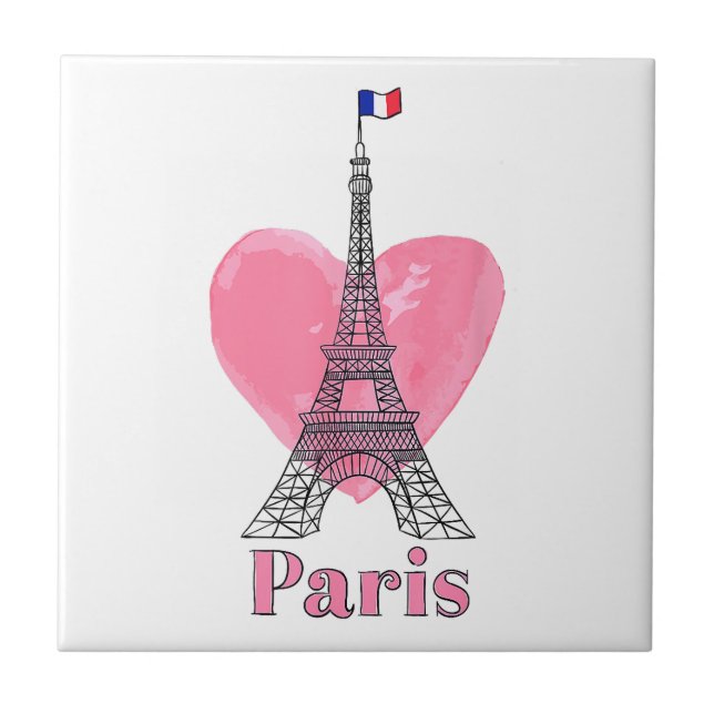 Jag älskar Paris Eiffeltornet Frankrike Present Kakelplatta (Framsidan)