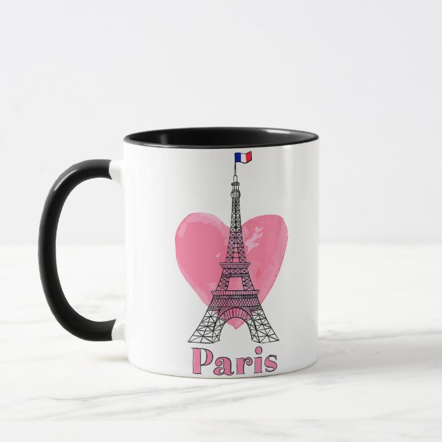 Jag älskar Paris Eiffeltornet Frankrike Present Mugg (Vänster)