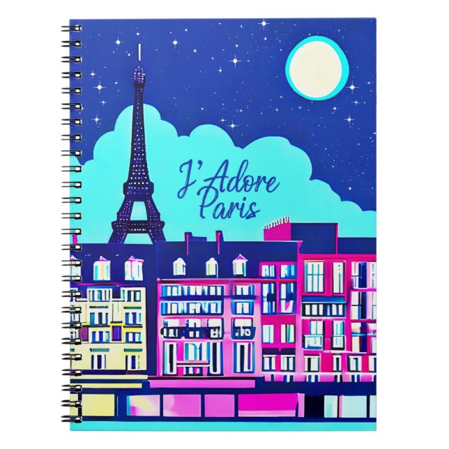 Jag älskar Paris - Fantastisk Paris under fullmåne Anteckningsbok (Framsidan)