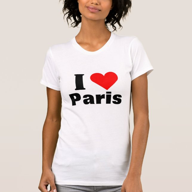 Jag älskar Paris hjärta T-Shirt (Framsida)