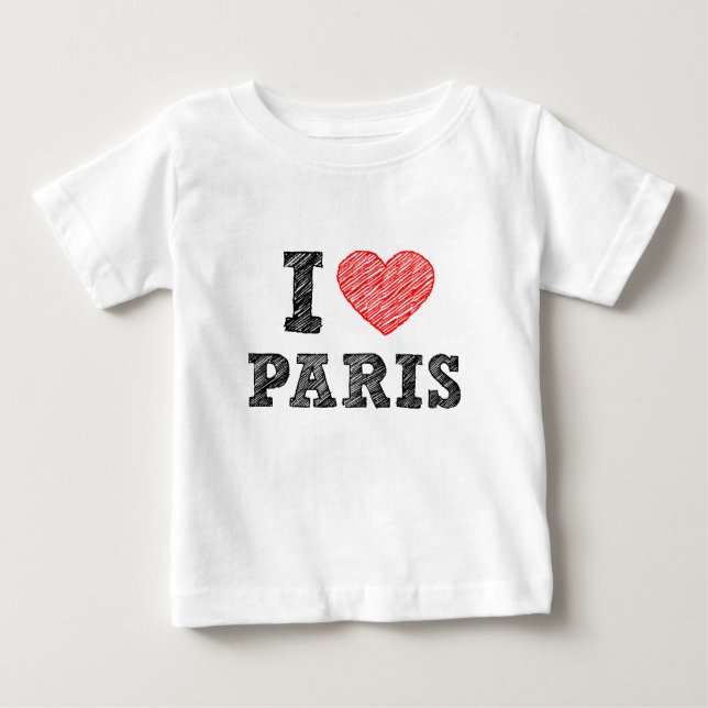 Jag älskar Paris skissar T-shirt (Framsida)