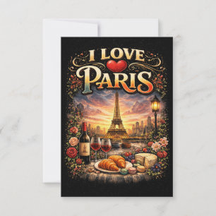 Jag älskar Paris Tack Kort