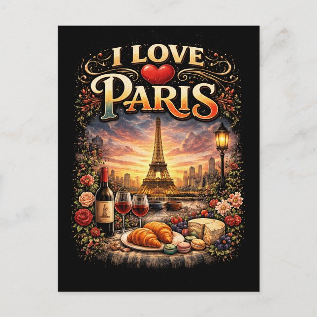 Jag älskar Paris Vykort (Framsida)