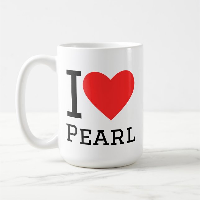 Jag älskar pärlor kaffemugg (Vänster)