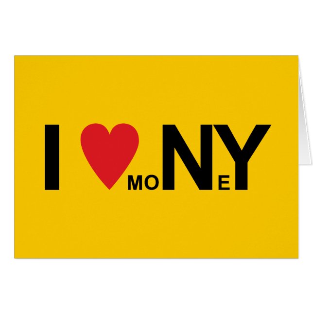 Jag älskar pengar hälsningskort (Framsidan Horizontal)