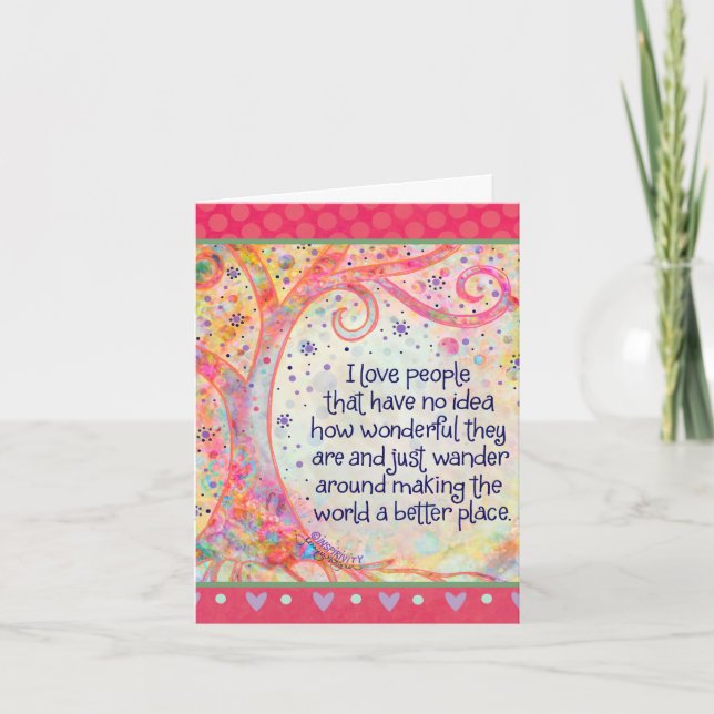 Jag älskar People PrettyQuote Tack Kort (Framsida)