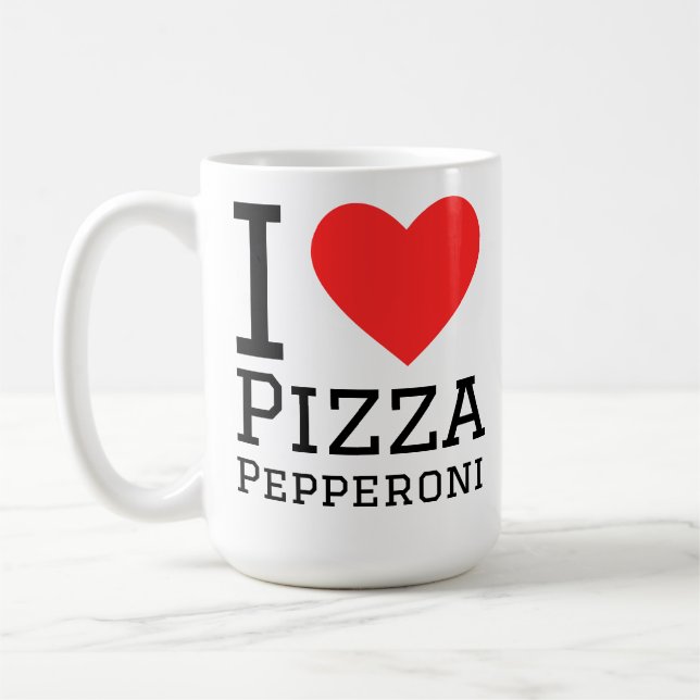 Jag älskar pepperoni pizza  kaffemugg (Vänster)