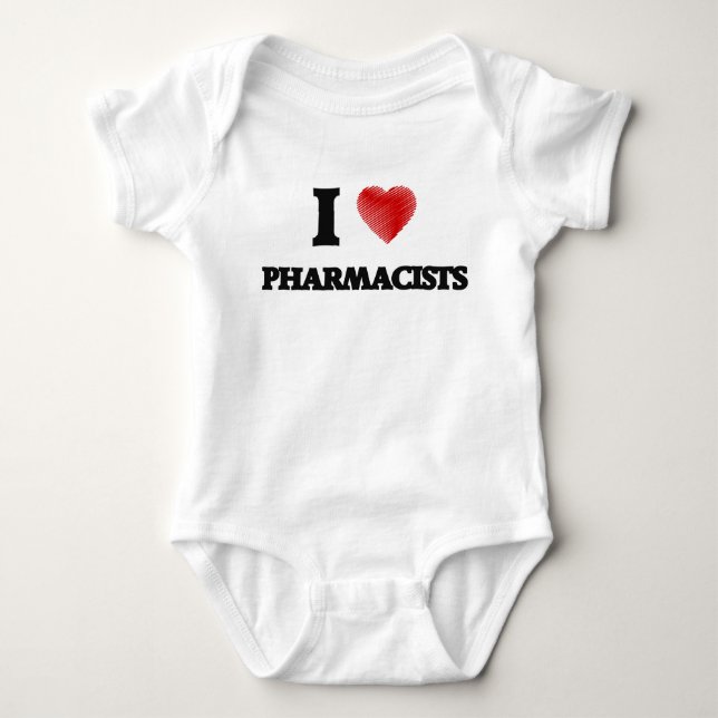 Jag älskar Pharmacists (hjärta som göras från ord) Tee (Framsida)