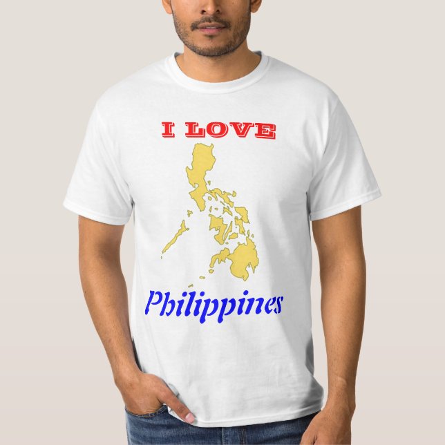 Jag älskar Philippines med kartan T Shirt (Framsida)