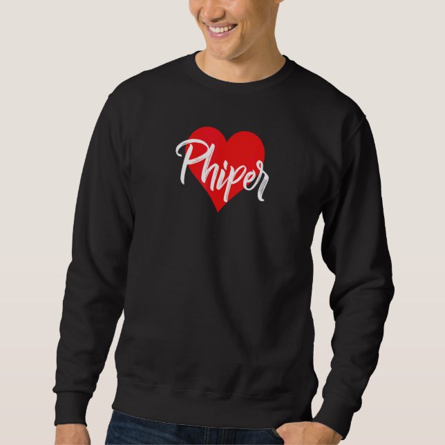 Jag älskar Phiper Förnamn  Kärlek Hjärta Lång Ärmad Tröja (Framsida)
