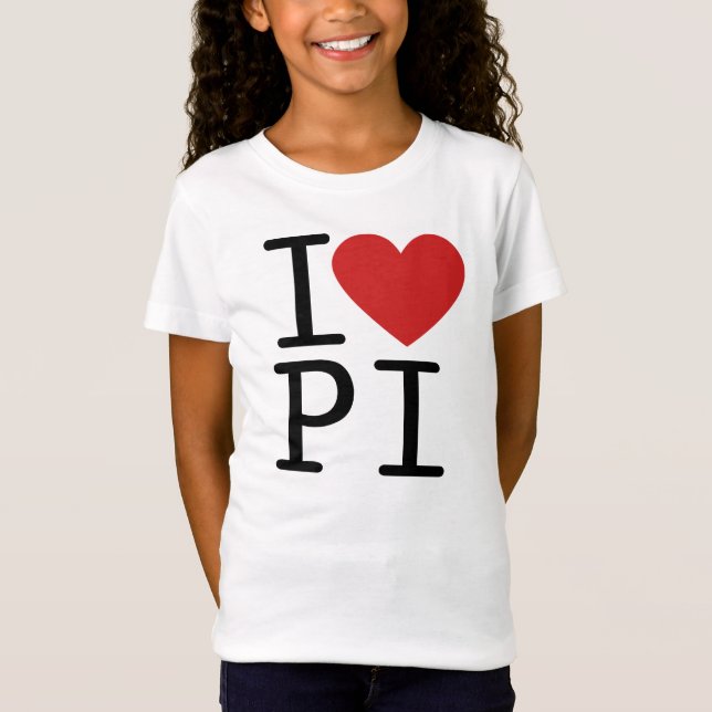 Jag älskar PI (ungeskjortan) Tee Shirt (Framsida)