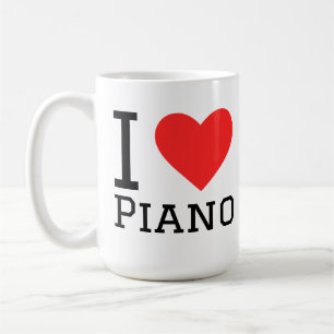 Jag älskar piano fyrkantig dekal kaffemugg