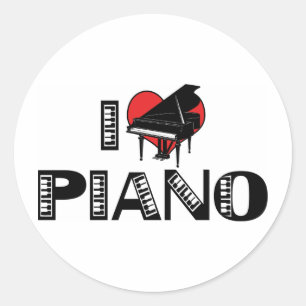 Jag älskar piano runt klistermärke