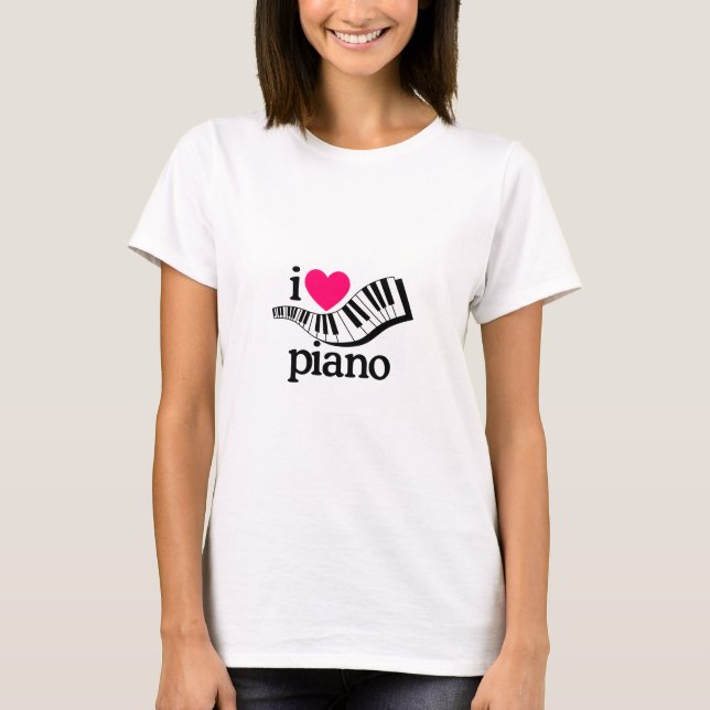 Jag älskar pianot/tangentbord t shirt (Framsida)