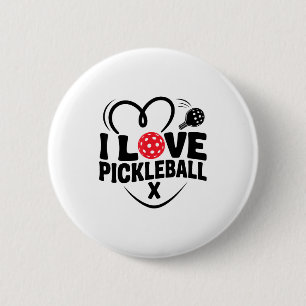 Jag älskar pickleball alla hjärtans dag hjärta knapp