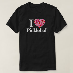 Jag älskar Pickleball Fylld hjärta Rosa och Röd T Shirt