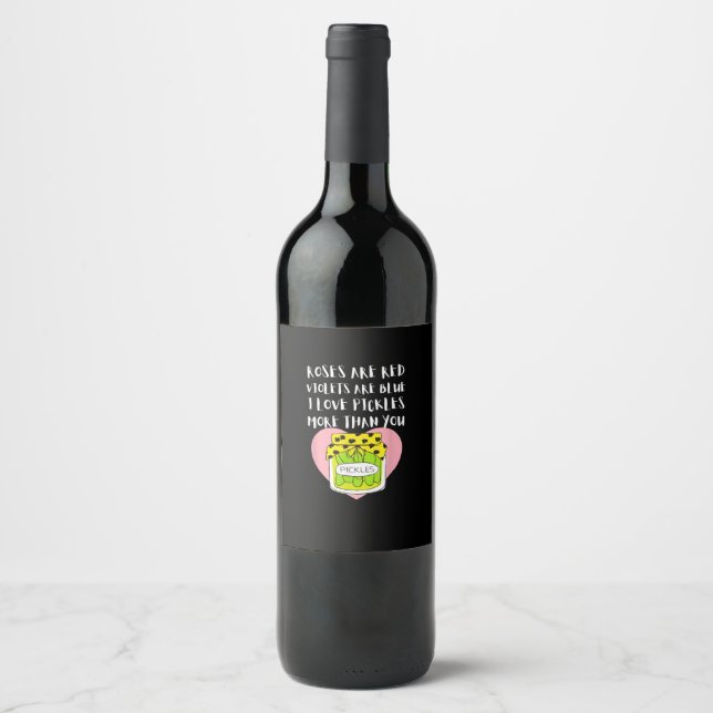 Jag älskar pickles mer än du Rolig presentstil  Vinflaska Etikett (Framsida)