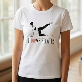 Jag älskar Pilates Citat Enkel Hjärta Tränings T-s T Shirt