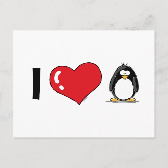 Jag älskar pingvin vykort (Framsida)