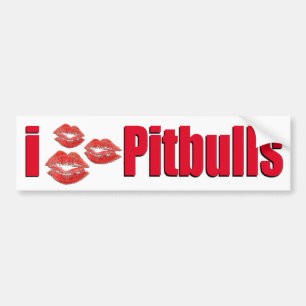 Jag älskar Pitbull hundar, galna läppstiftkyssar Bildekal