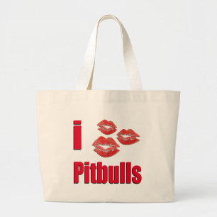 Jag älskar Pitbull hundar, galna läppstiftkyssar Jumbo Tygkasse