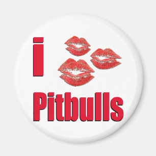 Jag älskar Pitbull hundar, galna läppstiftkyssar Magnet