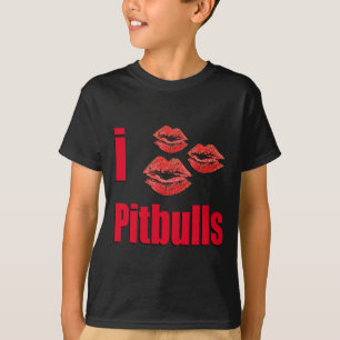 Jag älskar Pitbull hundar, galna läppstiftkyssar T Shirt