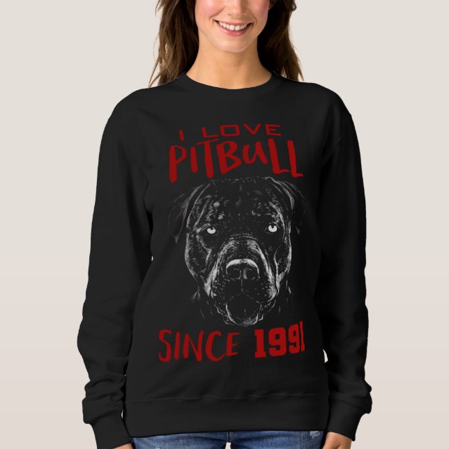 Jag älskar pitbull sedan 1991 t shirt (Framsida)