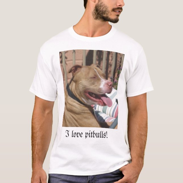 Jag älskar pitbulls! tee shirt (Framsida)