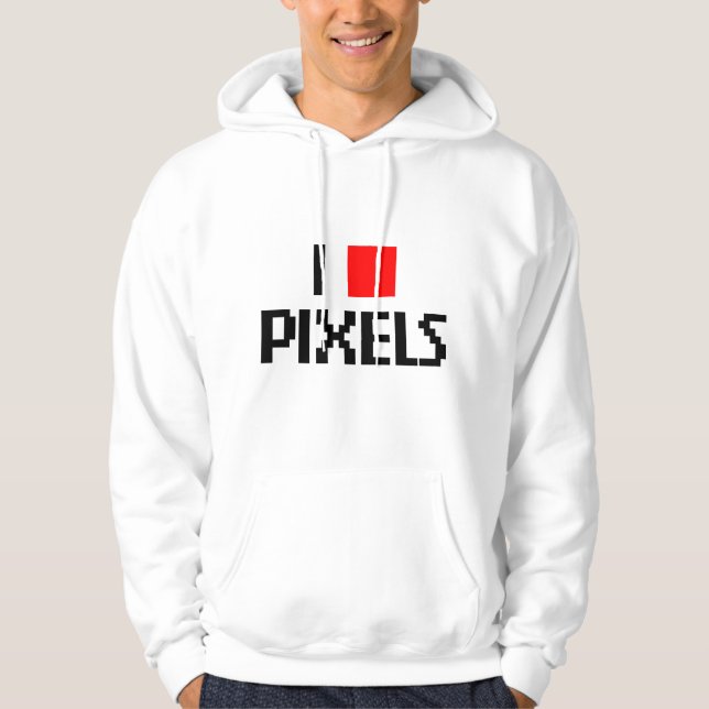 Jag älskar PIXEL Sweatshirt Med Luva (Framsida)