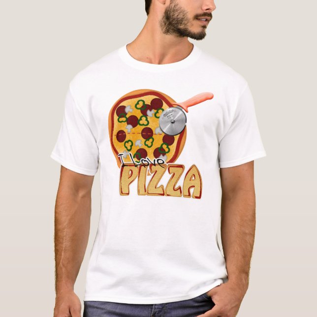 Jag älskar Pizza - förstörd T-tröja Tee Shirt (Framsida)