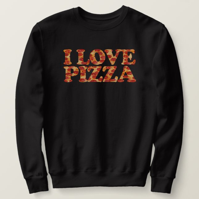 Jag älskar Pizza! Lång Ärmad Tröja (Design framsida)