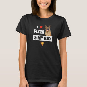 Jag älskar pizza och min Gsd tyska vallhund Pepper T Shirt