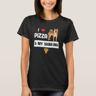 Jag älskar pizza och min Shiba Inu hund Pepperoni T Shirt