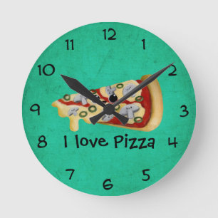 Jag älskar Pizza Rund Klocka