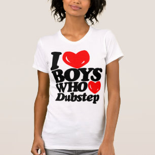 Jag älskar pojkar som älskar Dubstep (svart/röt Tee Shirt