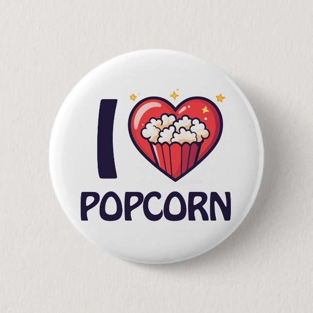 Jag älskar Popcorn Knapp (Framsida)