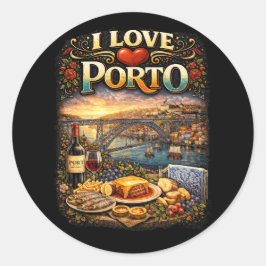 Jag älskar Porto Runt Klistermärke