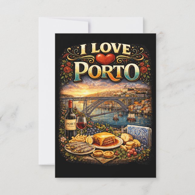 Jag älskar Porto Tack Kort (Framsida)