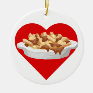 Jag älskar poutine julgransprydnad keramik