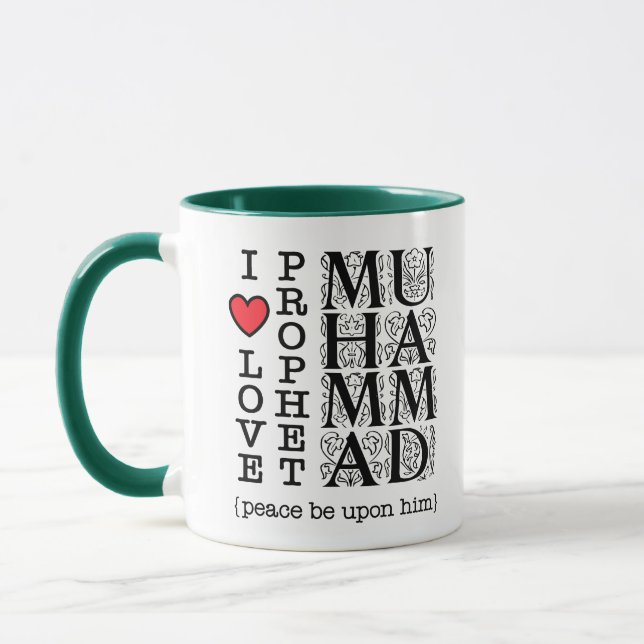 Jag älskar profeten Muhammed ﷺ Islamskt present ti Mugg (Vänster)