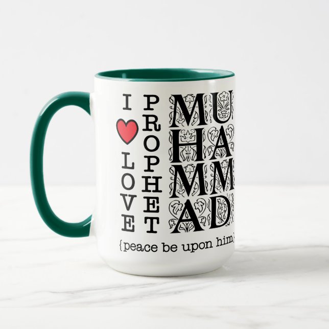Jag älskar profeten Muhammed ﷺ Islamskt presentkor Mugg (Vänster)