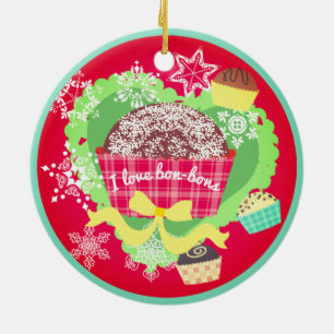Jag älskar prydnaden för jul för bonbonschoklad julgransprydnad keramik
