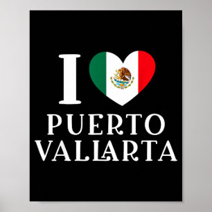 Jag älskar Puerto Vallarta hjärta Mexiko flagga Poster